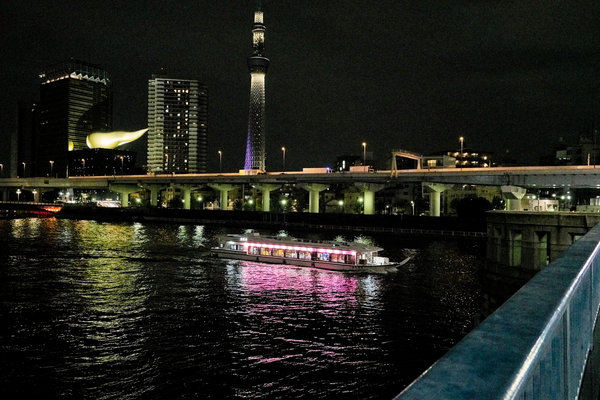 夜幕下的墨田河。